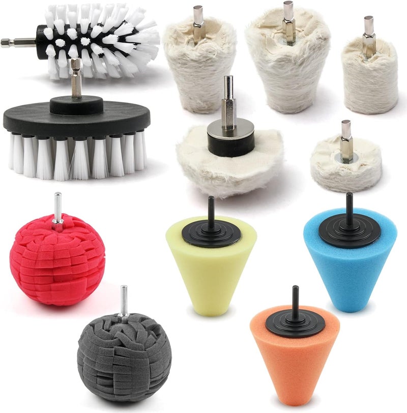 Medoon Polishing Pad Buffing Wheel Kit 12 Pack, Polishing Ball for Drill,for Car Care Metal Aluminum Stainless Steel Chrome Wood Plastic Ceramic Glass Woods Fabric Cotton Machine Jewelry - Image 1